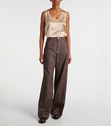 Jeans a gamba larga e vita media | Brunello Cucinelli