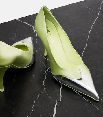 Pumps 85 in raso e pelle metallizzata  | Prada