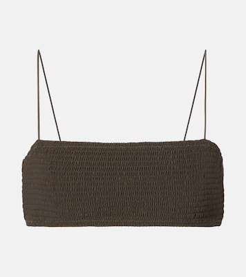 Shirred jersey bikini top | Toteme