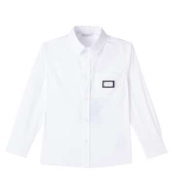 Camicia in misto cotone con logo | Dolce&Gabbana Kids