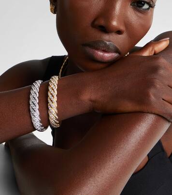 Sculpted Cable Flex 18kt white gold bracelet with diamonds | David Yurman