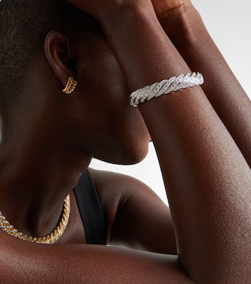 Sculpted Cable Flex 18kt white gold bracelet with diamonds | David Yurman