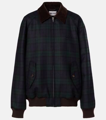 Plaid virgin wool twill blouson jacket  | Miu Miu