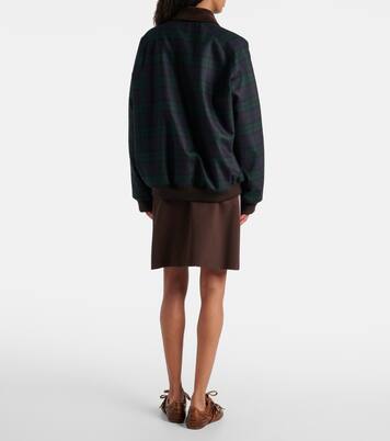 Plaid virgin wool twill blouson jacket  | Miu Miu