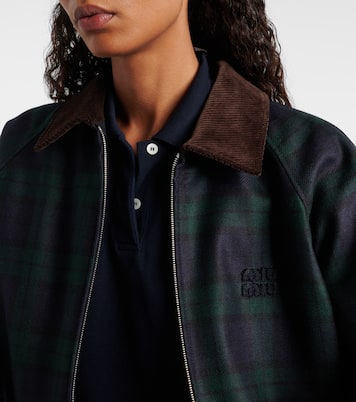 Plaid virgin wool twill blouson jacket  | Miu Miu