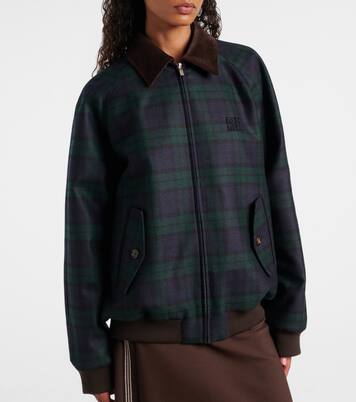 Plaid virgin wool twill blouson jacket  | Miu Miu