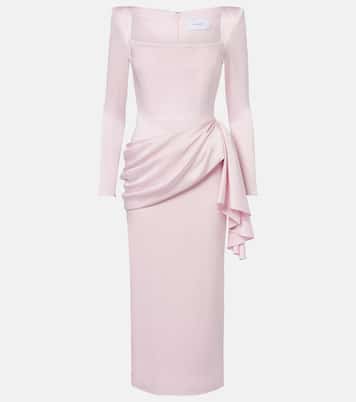 Draped crêpe satin midi dress | Alex Perry