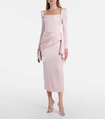 Draped crêpe satin midi dress | Alex Perry
