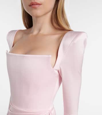 Draped crêpe satin midi dress | Alex Perry