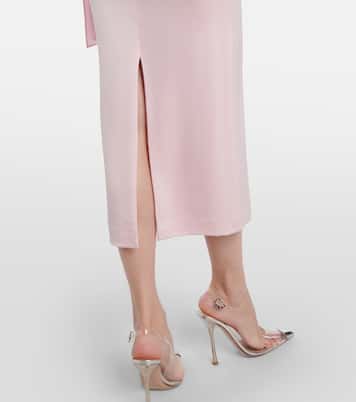 Draped crêpe satin midi dress | Alex Perry
