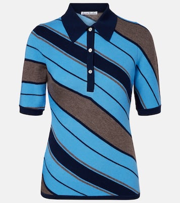 Ribbed-knit striped wool polo shirt | Acne Studios