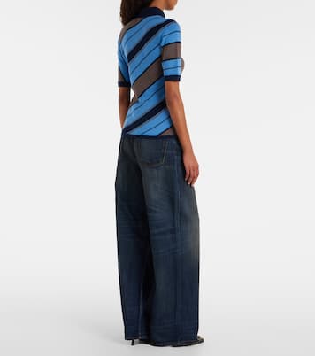 Ribbed-knit striped wool polo shirt | Acne Studios