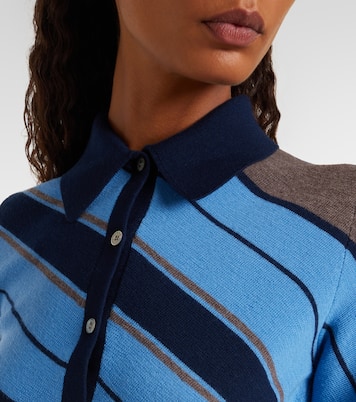 Ribbed-knit striped wool polo shirt | Acne Studios