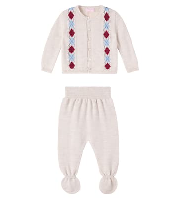 Bebé - set de cárdigan y pantalones de lana virgen | La Coqueta