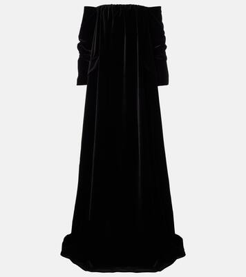 Open-back cotton velvet gown | Max Mara
