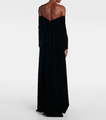 Open-back cotton velvet gown | Max Mara