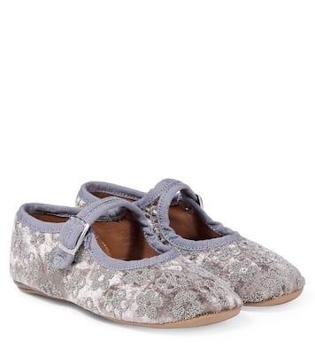 Ballerines Mary Jane en velours à fleurs | PèPè