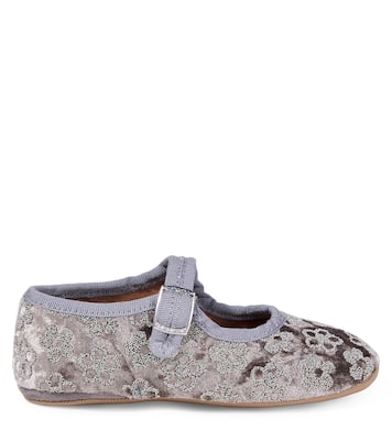Ballerines Mary Jane en velours à fleurs | PèPè