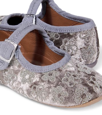 Ballerines Mary Jane en velours à fleurs | PèPè