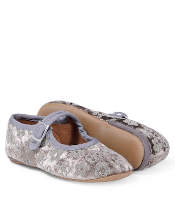 Ballerines Mary Jane en velours à fleurs | PèPè