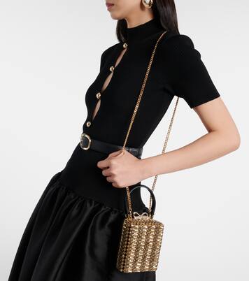 Micro crystal-embellished box bag | Self-Portrait