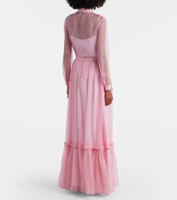 Jupe longue GG imprimée en mousseline de soie | Gucci