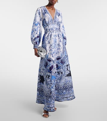Bedrucktes Maxikleid aus Leinen und Seide | Camilla