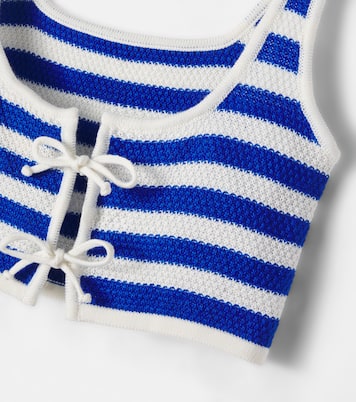 Crochet striped cotton-blend top and pants set | Pepita&Me