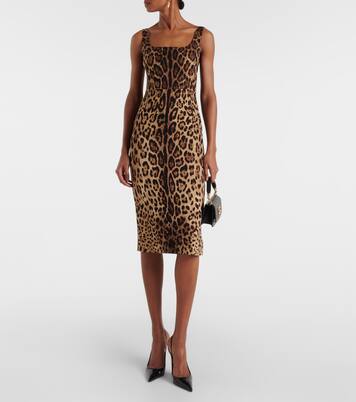 Abito a stampa leopardo in seta stretch | Dolce&Gabbana