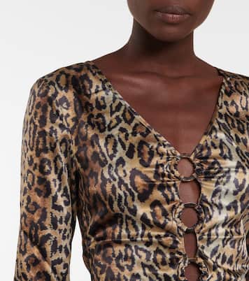 Nicky leopard-print satin top | Rotate