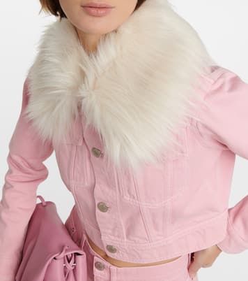 Faux fur-trimmed denim jacket | Ami Paris