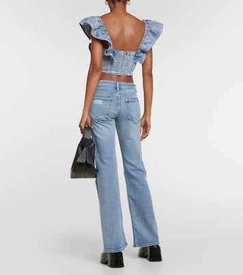 Top cropped di jeans con ruches | Ganni