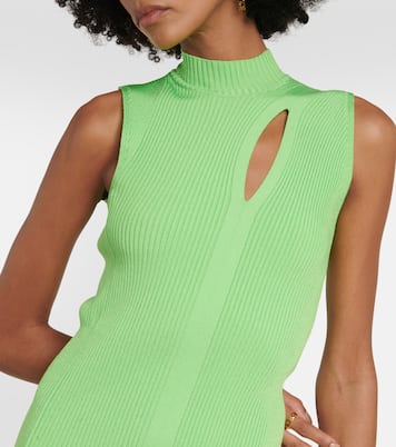 Cutout turtleneck knit midi dress | Versace
