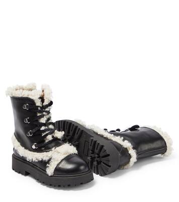 Shearling-trimmed leather lace-up boots | PèPè