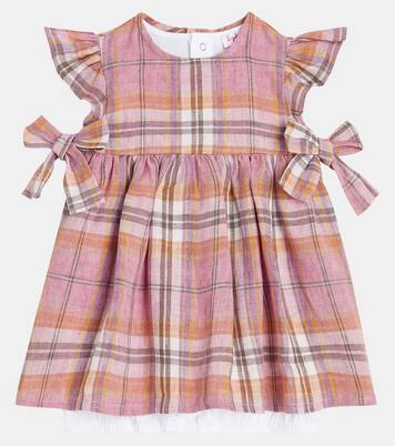 Bebé - set de mono y vestido de lino a cuadros | Il Gufo