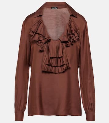 Blusa in twill con volant | Tom Ford