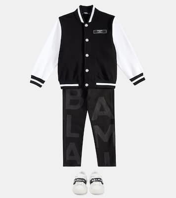 Chaqueta varsity de algodón con logo | Balmain Kids