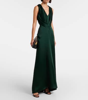 Robe longue en crêpe de satin | Victoria Beckham