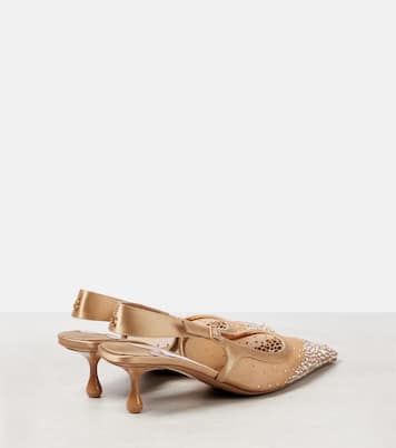Pumps slingback Amel 50 in mesh con cristalli | Jimmy Choo