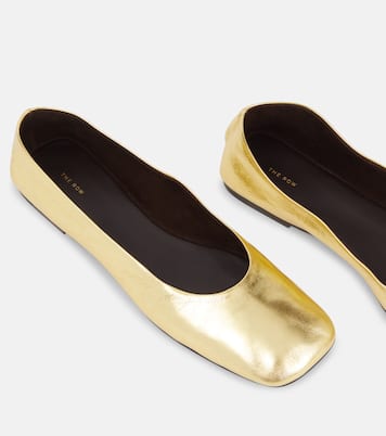 Ballerines Square en cuir métallisé | The Row