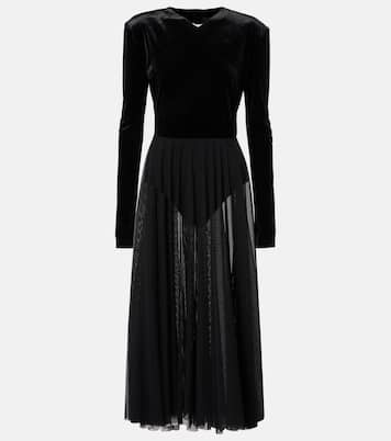 Midikleid aus Samt und Mesh | Norma Kamali