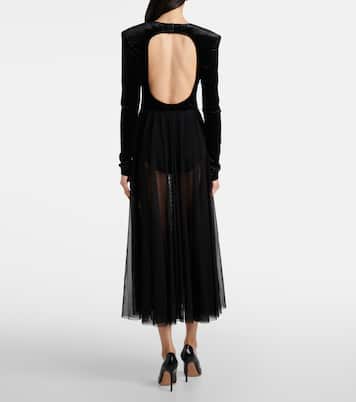 Midikleid aus Samt und Mesh | Norma Kamali