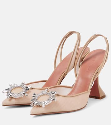 Pumps slingback Begum 95 in mesh con cristalli | Amina Muaddi