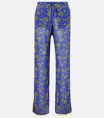 Pantaloni regular in jacquard con stampa floreale | Dries Van Noten