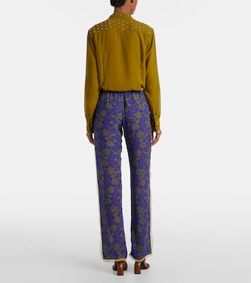 Pantaloni regular in jacquard con stampa floreale | Dries Van Noten