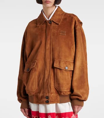Logo suede blouson | Miu Miu