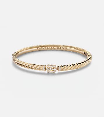 Sculpted Cable Buckle 18kt gold bracelet with diamonds | David Yurman