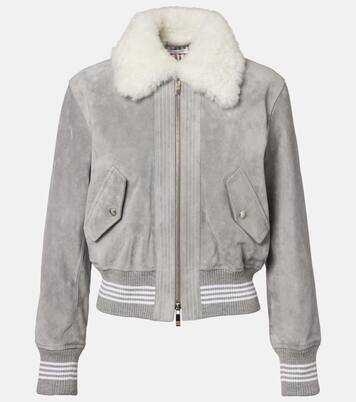 Shearling-trimmed suede jacket | Thom Browne