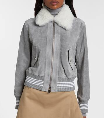 Shearling-trimmed suede jacket | Thom Browne