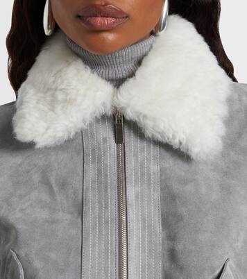 Shearling-trimmed suede jacket | Thom Browne